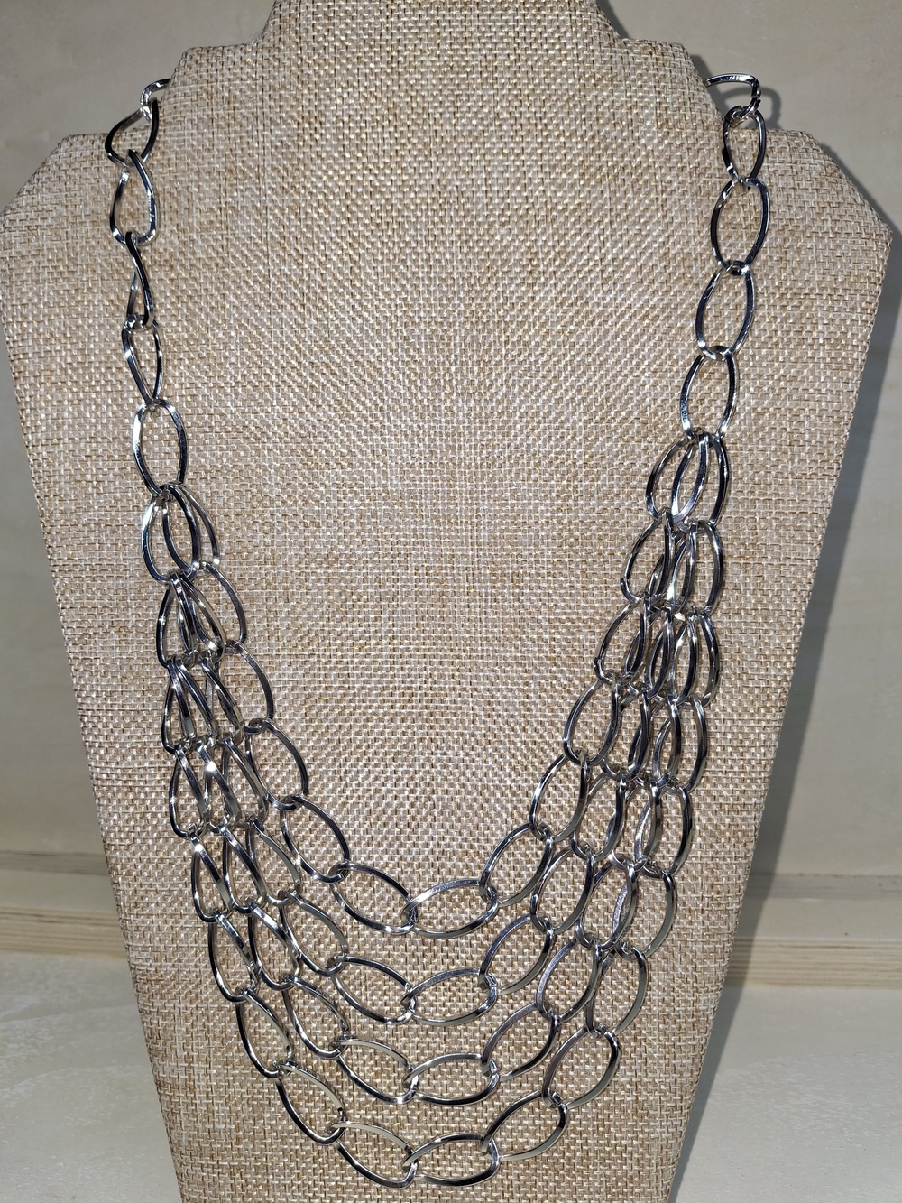 Multi-Strand Silver Link Necklace - Women's Jewelry